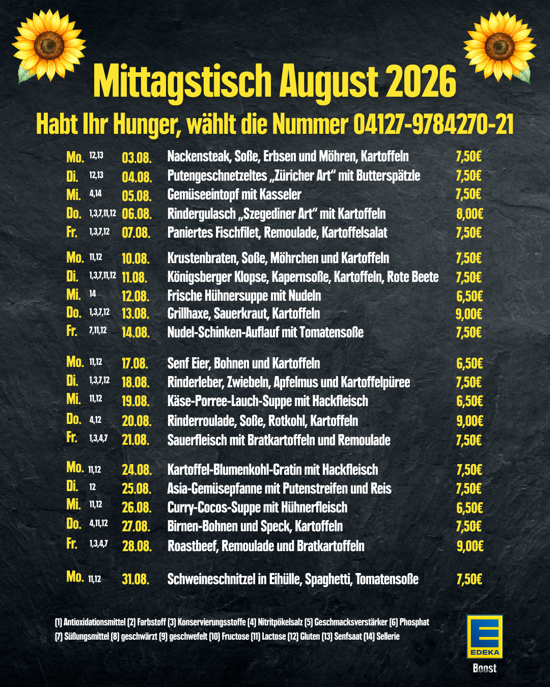 EDEKA Boost Mittagstisch August